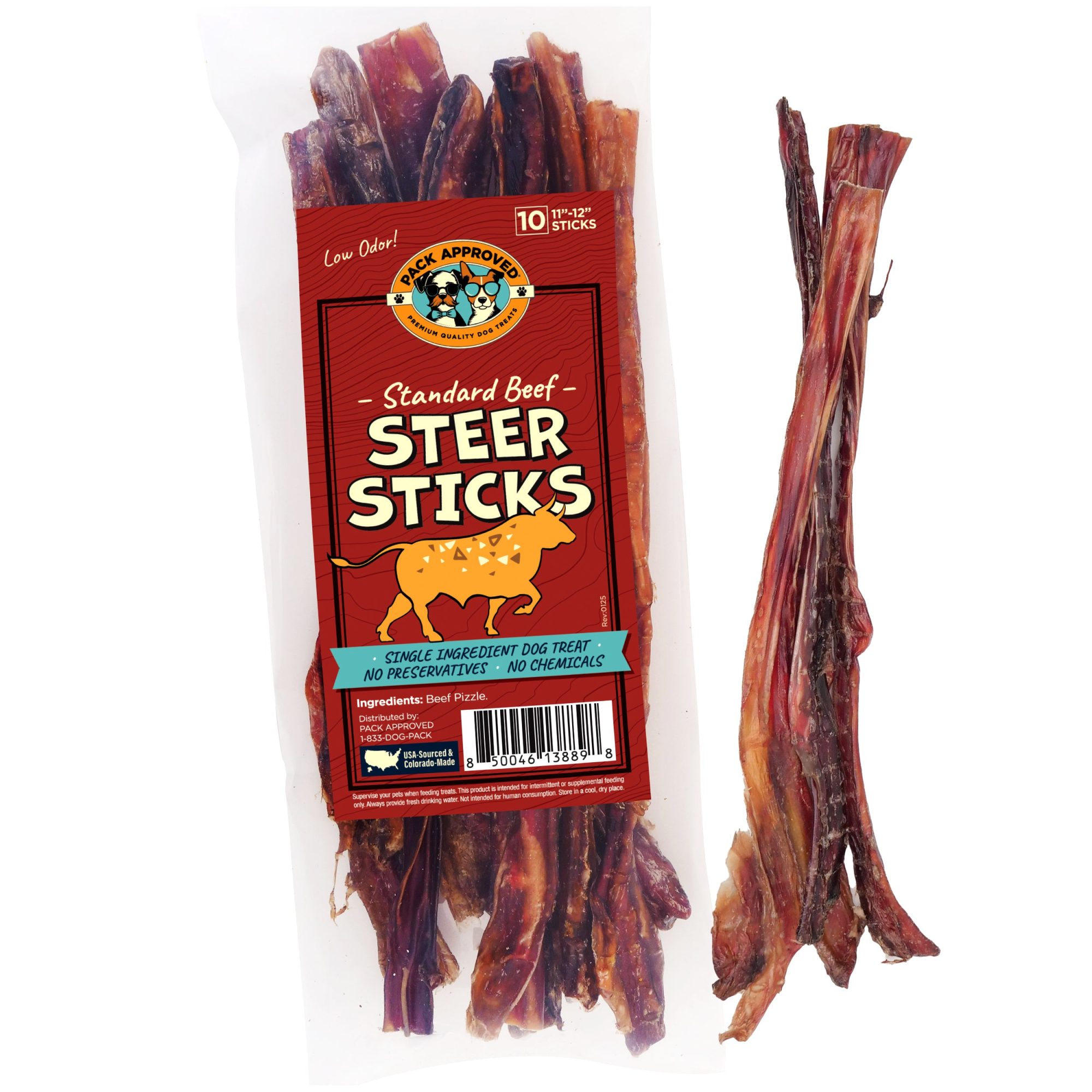 Pack Approved Standard Beef Steer Bully Sticks, 11-12" (10ct)
